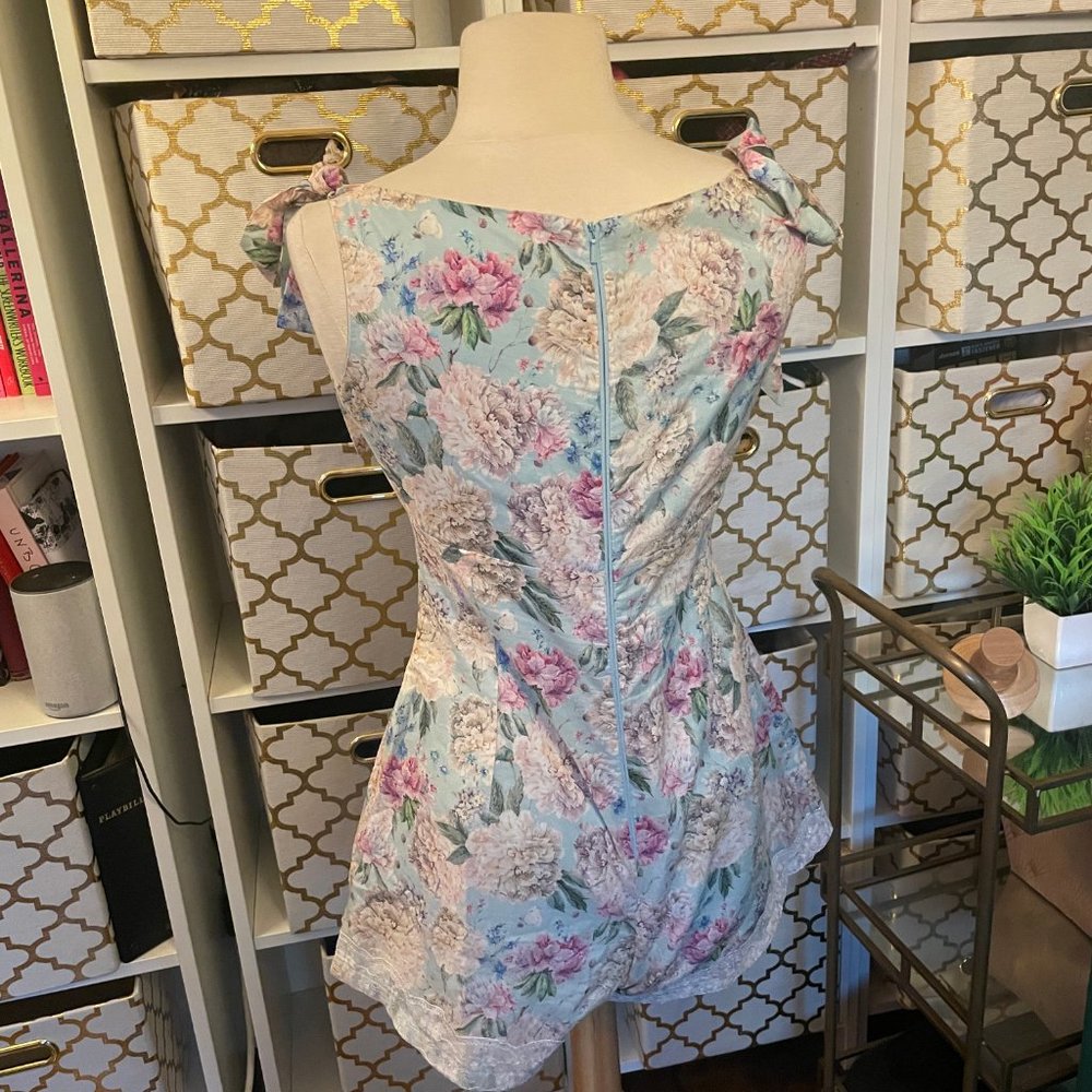Kitten D' Amour Women's Floral Print Short Romper Blue/Pink Size small - Picture 8 of 10